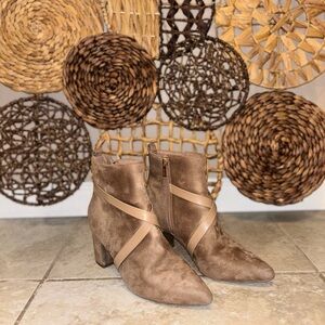 Cato Taupe Ankle Booties with Strap Detail